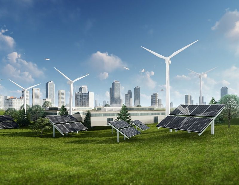 3d Rendering Illustration Of Solar Cell And Windmill